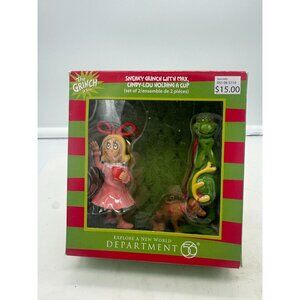 NIB Department 56 Dr. Seuss The Grinch Ornament Set 2 Piece